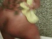 Darkskin ebony Twerking in shower