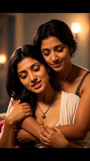 Curvy couple shares a hot lesbian kiss
