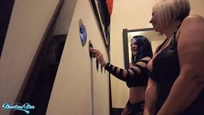 Cumming at the glory hole &mdash;  getting face-fucked like a nasty little tramp