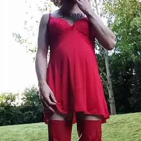 Sissy smoking in the garden