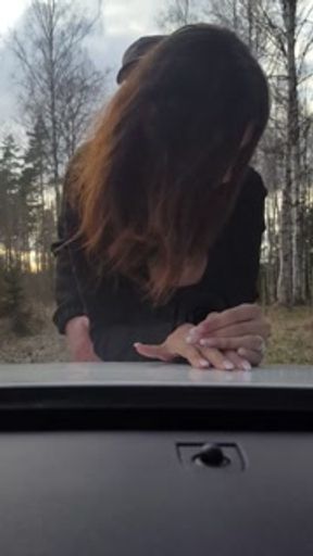 Cuckold wife getting fucked by stranger infront of her husband jerking off in car