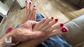 enjoy this foot scene from  my girlfriend s mom is seducing me