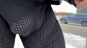 AocDude going for a run along a busy road wearing see through spandex pants. Cars slow to look!