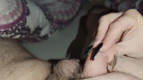 hungover the precum runs out of him I massage his glans with precum *Huge Cumshot*