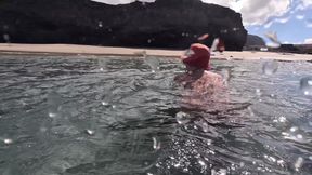 Naked MILF Swimming with Anal Plug Underwater