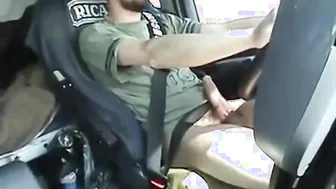 French Twink Jerks His Big Cock While Driving