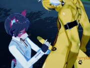 Furry Yaoi - Cat handjob to lynx and cums in his face