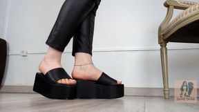 (597) Shoe Collection: Black Platform Sandals - Dame Olga (720p)