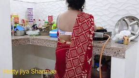 Desi broad gets banged in kitchen by massive white cock&#x1F346;