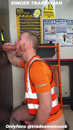 Hung Group Gloryhole Creampie, Ginger Tradesman Takes 3 XXL and loads  Cocks.