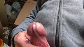 Outdoor Edging, Big Cock Wanking and Cum Flowing in the Shed Wearing Work Clothes - Rockardglans