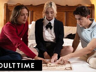 ADULT TIME - Stepbrothers three-Way Prank Stupid Virgin Lexi Lore With A Spirit Board! DOUBLE CREAMPIE