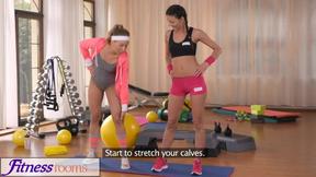 FitnessRooms Two Lesbian Gym partners workout and then make out