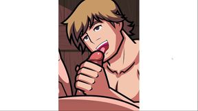 Manful: Ice Carver Gets Hot 2D Gay Blowjob In Public With Big Dick Cumshot