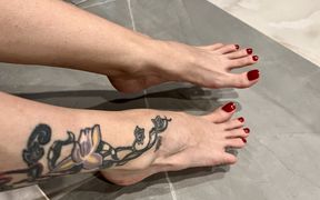 Bare Feet with Long Toes, Soles and Toe Wiggling