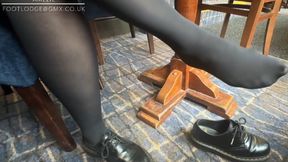 Shoeplay at a very busy pub restaurant
