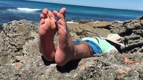 Jacking off My Worn Out Sore Feet When I Came Face 2 Face with a Shark! - Manlyfoot Roadtrip