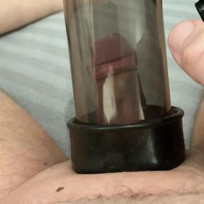 small tiny cock foreskin play, pumping, precum and cumming 2 times