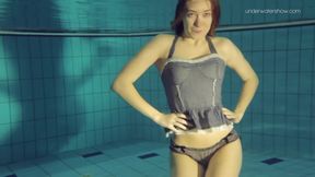Blue Dressed Duna Bultihalo With Big Tits In The Pool