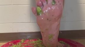 Messy Splosh Loving Redhead MILF Steps On Fruit With Her Size 10 Feet