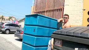 Adam Russo Takes Huge Dick Down His Throat Behind the Club – Hot Gay XXX Scene