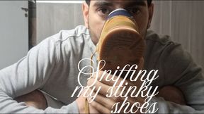 Sniffing my stinky shoes