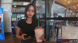 Starbucks coffee date with gorgeous big ass Asian teen girlfriend