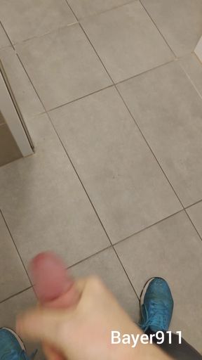 White Skinny Boy Risky Jerking in the Gyme Wc by Open Doors