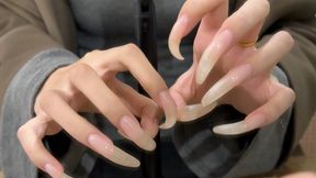 #270 - Showing my long curved nails in mirror