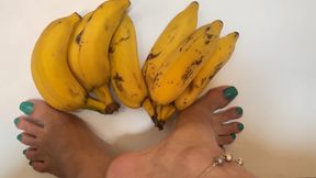 crushing banana with my delicious feet