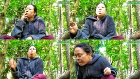 Asian Switch Jasmine Jade is sick but still Smoking, coughing and spitting in the woods volume 23 Non Nude ****mp4****