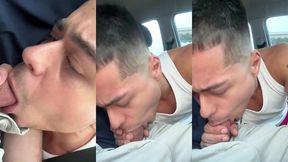 mamando o frentista do posto dentro do carro