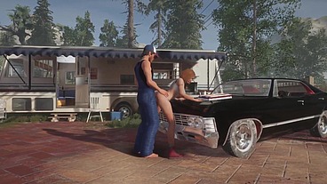 Trucker has sex on a Chevy Impala