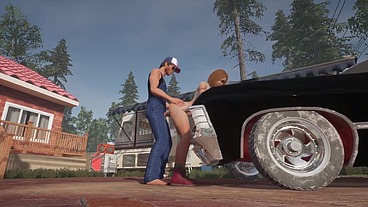 Trucker has sex on a Chevy Impala