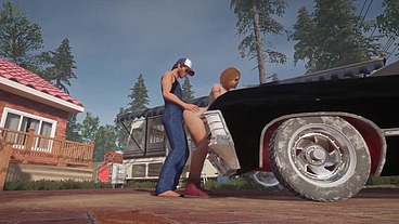 Trucker has sex on a Chevy Impala