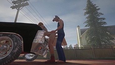 Trucker has sex on a Chevy Impala