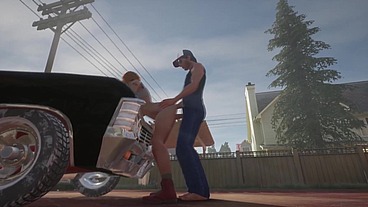 Trucker has sex on a Chevy Impala