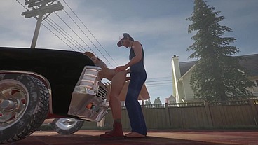 Trucker has sex on a Chevy Impala