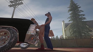 Trucker has sex on a Chevy Impala