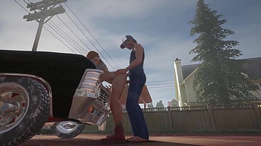 Trucker has sex on a Chevy Impala