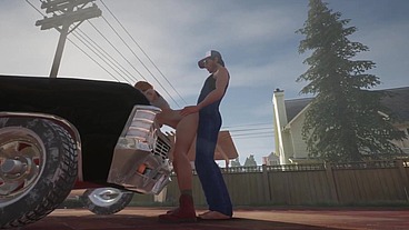 Trucker has sex on a Chevy Impala