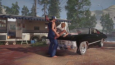 Trucker has sex on a Chevy Impala