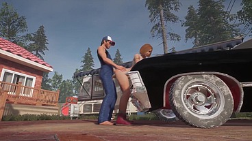 Trucker has sex on a Chevy Impala