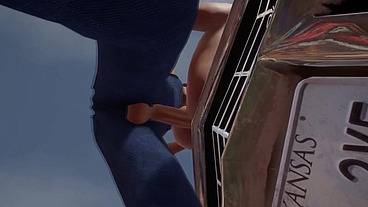 Trucker has sex on a Chevy Impala