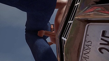 Trucker has sex on a Chevy Impala