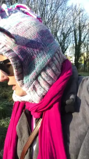 A very risky walk playing with my gorgeous tits!