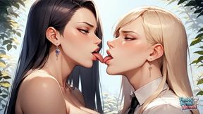 Transvestite with Purple Hair in a White Bikini Sprays Jism on Rocks and Gazes at the Sky in This Femboy Hard-core Porn!