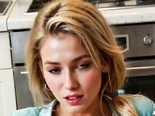 Stepmom drilled by stepson in the kitchen - Large butt and hawt titties - when daddy is not home - AI