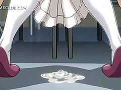 Excited anime blonde fucked hard from back squirts loads