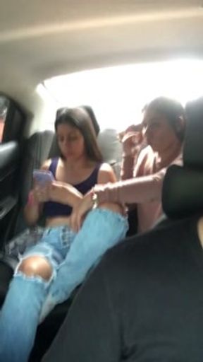 Girls screaming with excitement having orgasms in the Uber
